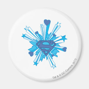 Superman Stylized   Blue Shield Hearts Logo Magnet