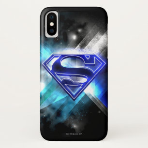 Superman Stylized   Blue White Crystal Logo iPhone X Case