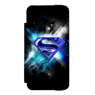 Superman Stylized   Blue White Crystal Logo Wallet Case For iPhone SE/5/5s