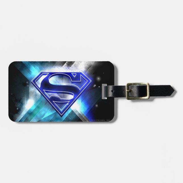 Superman Stylized | Blue White Crystal logo Luggage Tag (Front Horizontal)