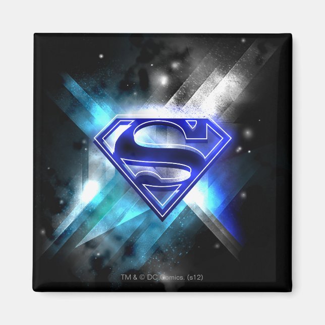 Superman Stylized | Blue White Crystal Logo Magnet (Front)