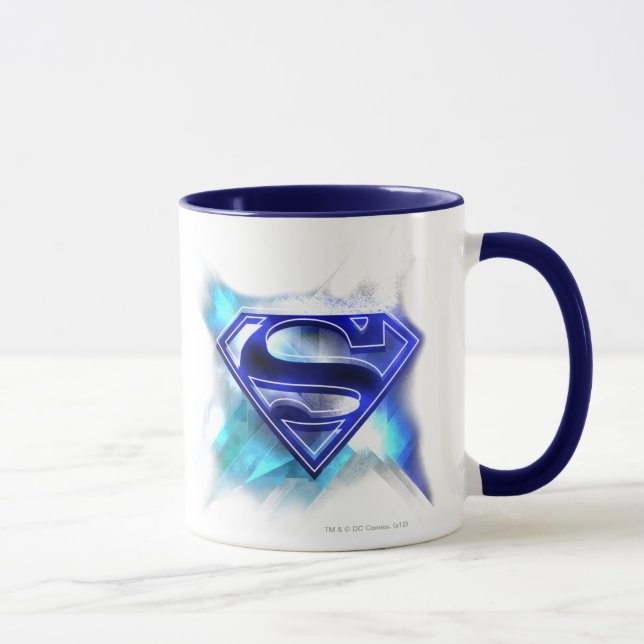 Superman Stylized | Blue White Crystal Logo Mug (Right)