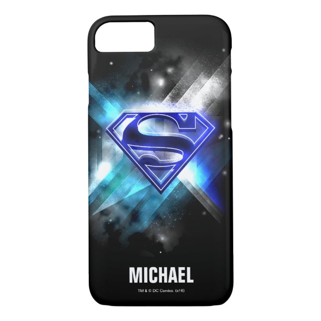 Superman Stylized | Blue White Crystal Logo | Name Case-Mate iPhone Case (Back)