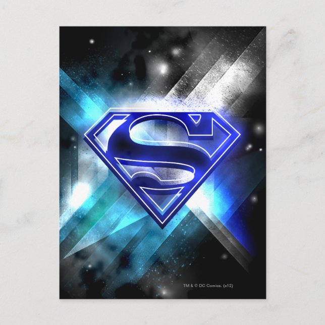Superman Stylized | Blue White Crystal Logo Postcard (Front)