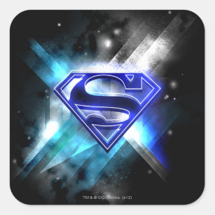Superman Stylized   Blue White Crystal Logo Square Sticker