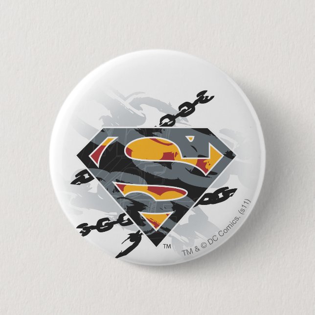 Superman Stylized | Chains Logo Pinback Button (Front)