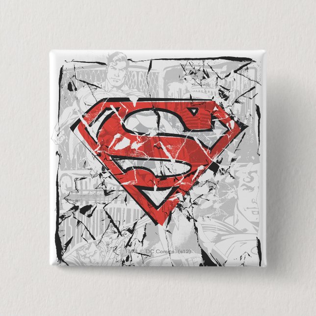 Superman Stylized | Crumpled Comic Logo Button (Front)