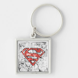 Superman Stylized Crumpled Comic Logo Keychain