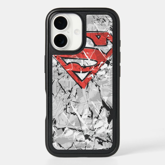 Superman Stylized | Crumpled Comic Logo Otterbox iPhone Case (Back)