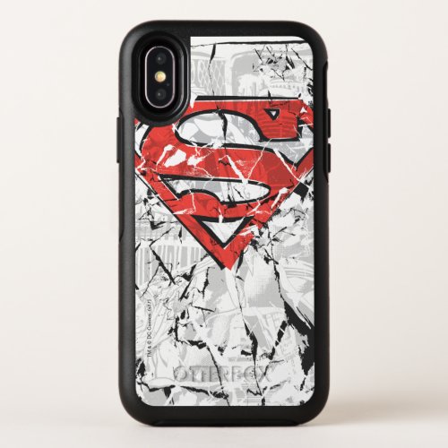 Superman Stylized  Crumpled Comic Logo OtterBox Symmetry iPhone X Case