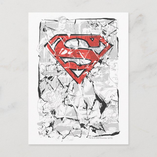 Superman Stylized | Crumpled Comic Logo Postcard (Front)