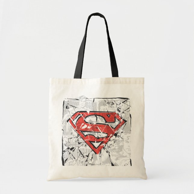 Superman Stylized | Crumpled Comic Logo Tote Bag (Front)