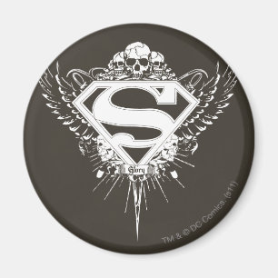 Superman Stylized   Dark Brown Background Logo Magnet