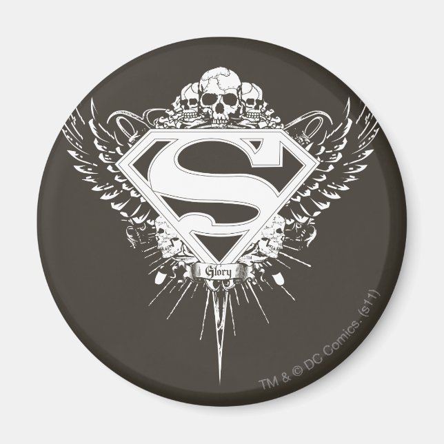 Superman Stylized | Dark Brown Background Logo Magnet (Front)
