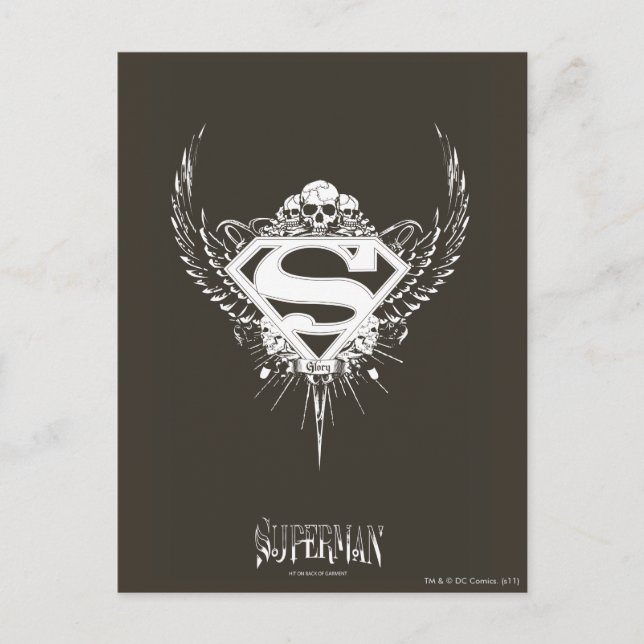 Superman Stylized | Dark Brown Background Logo Postcard (Front)
