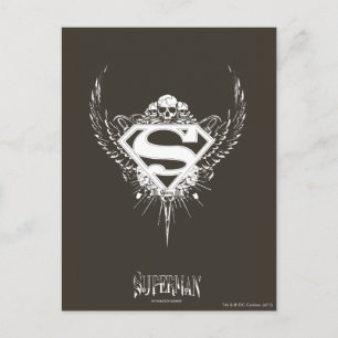 Superman Stylized Dark Brown Background Logo Postcard