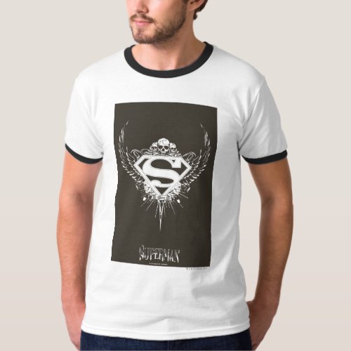 Superman Stylized  Dark Brown Background Logo T_Shirt