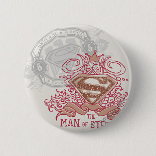 Superman Stylized   Drawn with Crown Logo Pinback Button