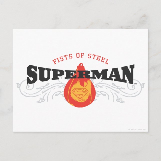 Superman Stylized | Fists of Steel Logo Postcard (Front)
