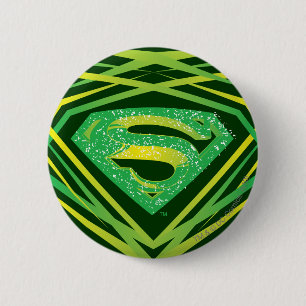 Superman Stylized   Green Decorative Logo Button