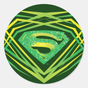 Superman Stylized   Green Decorative Logo Classic Round Sticker