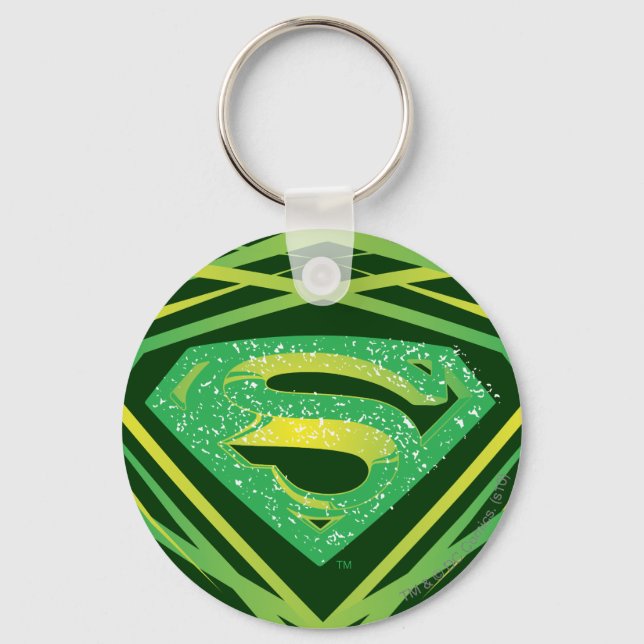 Superman Stylized | Green Decorative Logo Keychain (Front)
