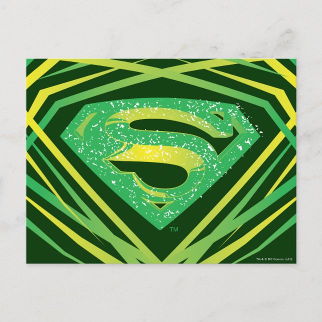 Superman Stylized | Green Decorative Logo Postcard (Front)