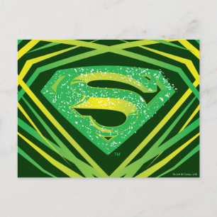 Superman Stylized Green Decorative Logo Postcard