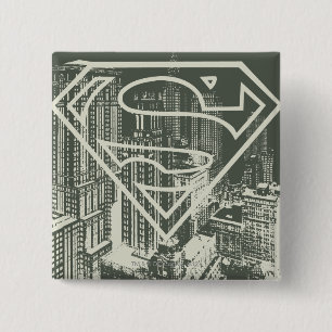 Superman Stylized   Green Metropolis Logo Pinback Button