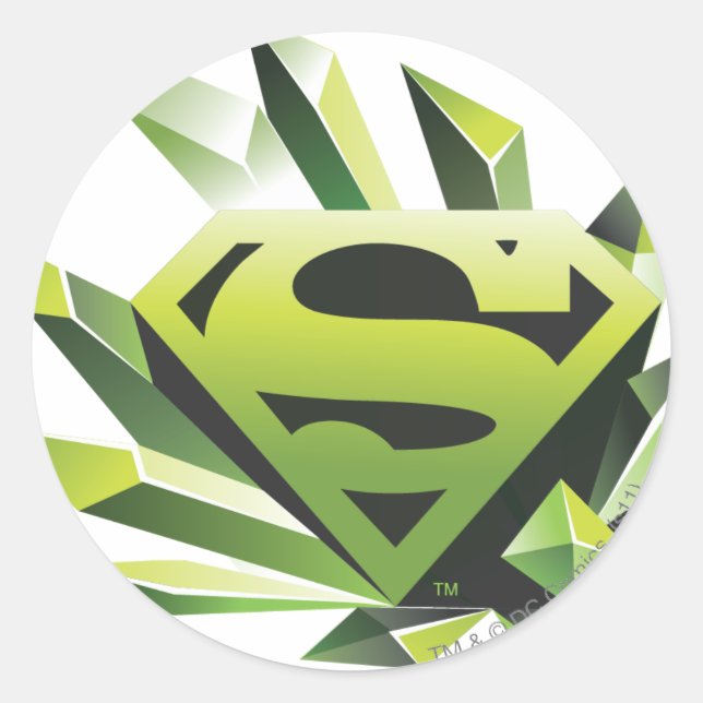 Superman Stylized | Green Shield Logo Classic Round Sticker (Front)
