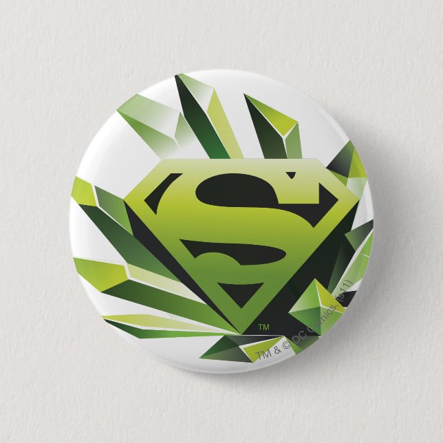 Superman Stylized | Green Shield Logo Pinback Button (Front)