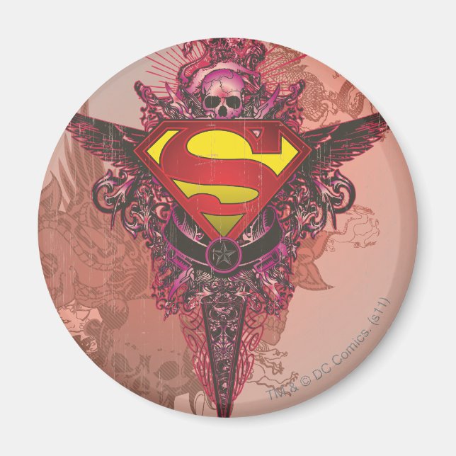 Superman Stylized | Grunge Design Logo Magnet (Front)
