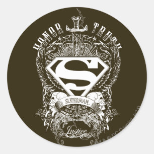 Superman Stylized   Honor, Truth and Justice Logo Classic Round Sticker
