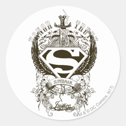 Superman Stylized  Honor Truth and Justice Logo Classic Round Sticker