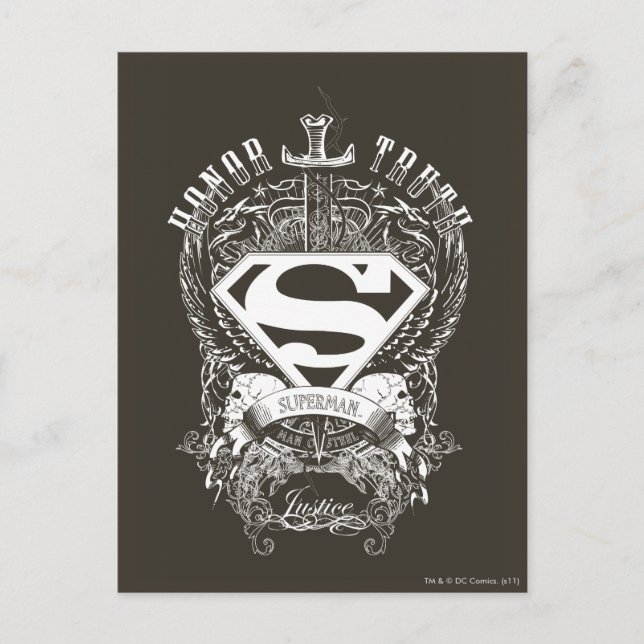 Superman Stylized | Honor, Truth and Justice Logo Postcard (Front)