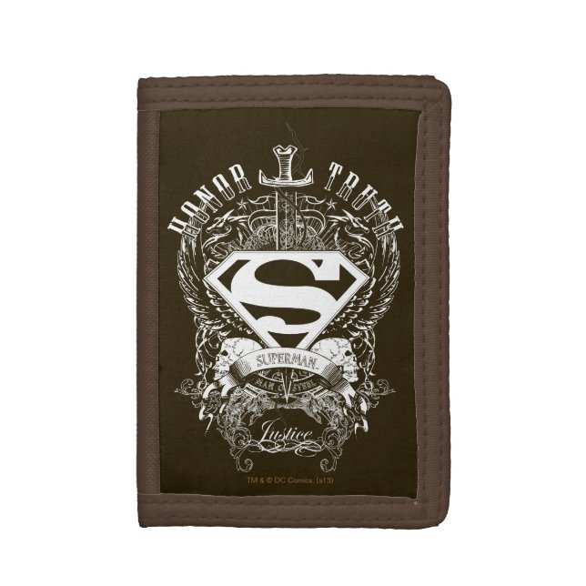Superman Stylized | Honor, Truth and Justice Logo Tri-fold Wallet (Front Vertical)