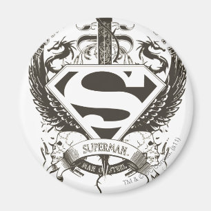 Superman Stylized   Honor, Truth on White Logo Magnet