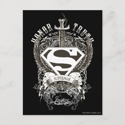 Superman Stylized  Honor Truth on White Logo Postcard