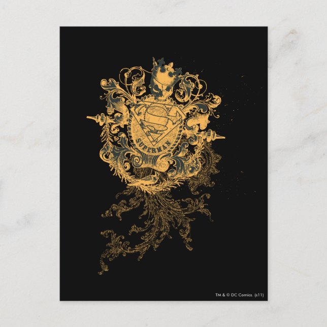 Superman Stylized | Orange Heart Beige Logo Postcard (Front)