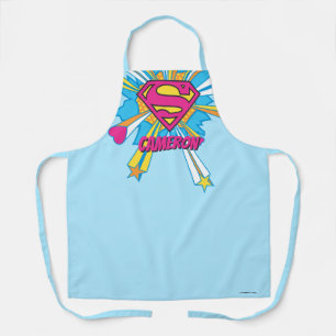 Superman Stylized Pink with Hearts Logo Apron