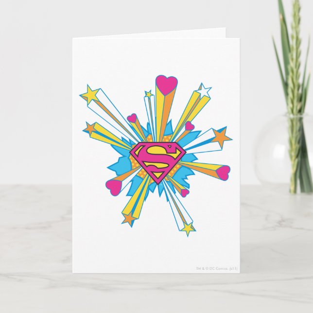 Superman Stylized | Pink with Hearts Logo Card (Front)