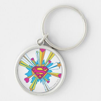 Superman Stylized | Pink With Hearts Logo Keychain by superman at Zazzle