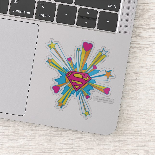Superman Stylized | Pink with Hearts Logo Sticker (Detail)