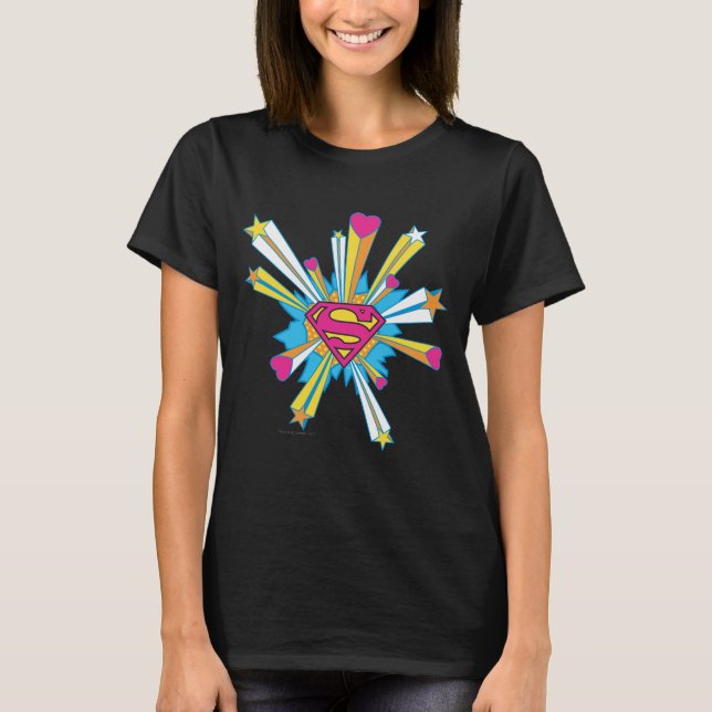 Superman Stylized | Pink with Hearts Logo T-Shirt (Front)