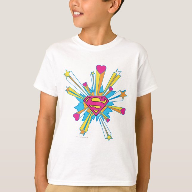 Superman Stylized | Pink with Hearts Logo T-Shirt (Front)