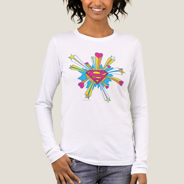 Superman Stylized | Pink with Hearts Logo Tri-Blend Shirt (Front)