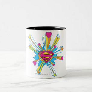 Superman Stylized Pink with Hearts Logo Two-Tone Coffee Mug