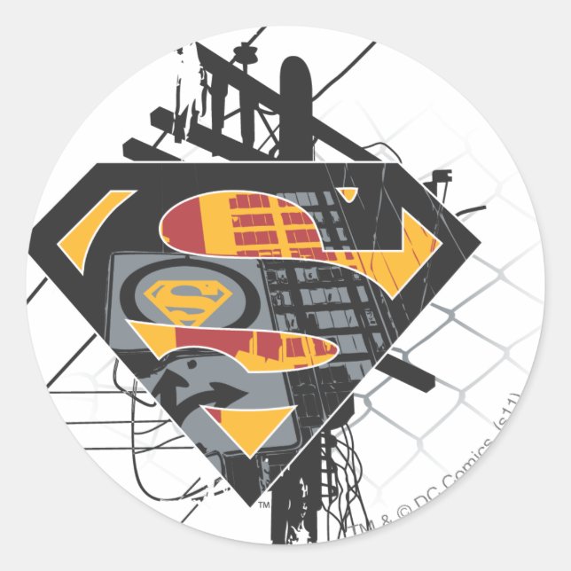 Superman Stylized | Powerlines Logo Classic Round Sticker (Front)