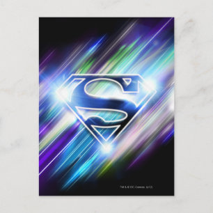 Superman Stylized Shiny Blue Burst Logo Postcard