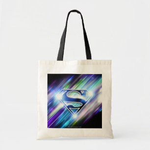 Superman Stylized   Shiny Blue Burst Logo Tote Bag